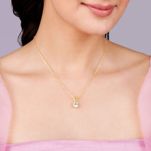 GIVA Sterling Silver Golden Zircon Pendant with Link Chain for Women & Girls