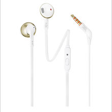 JBL T205 Pure Bass Metal Earbud Wired Headphones with Mic (Gold)