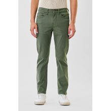 Snitch Olive Solid Slim Fit Jeans for Men