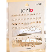 Toniq Gold and Silver Stud and Drop Earrings (Set of 25 Pairs)