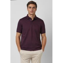 Van Heusen Men Purple Solid Polo Neck T-Shirt