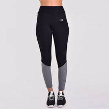 Muscle Torque Women Gym/Yoga Tight - Black With Grey Melange At Bottom