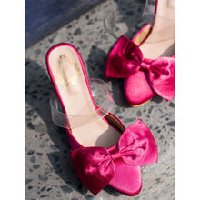 Shoetopia Pink Printed Block Heels With Bows