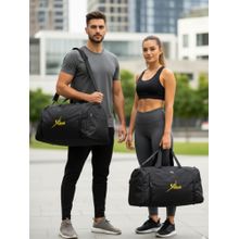 Yelloe Unisex Solid Black Duffle Bag With Detachable Strap (L)