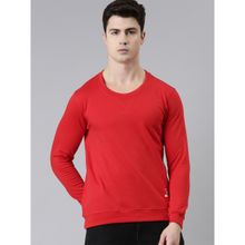 TOM BURG Men Red Solid Cotton Blend Sweatshirt