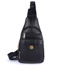 HiLEDER Pure Leather 12" Sling Cross Body Chest Bag For Men Women, Black