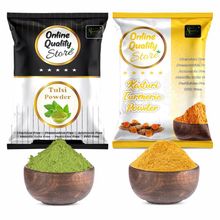 Online Quality Store Tulsi Powder & Kasturi Turmeric Powder Anti Acne Face Pack