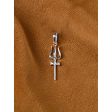 CLARA 925 Silver Platinum Plated Religious Shiva Trishul Men Pendant Without Chain