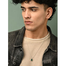 CLARA 925 Silver Platinum Plated Green Solitaire Men Pendant Necklace