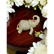 Treemoda Elephant Style Gold-Finish Crystal Accents Brooch