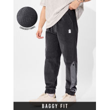 The Souled Store Originals Corduroy Charcoal Men Oversized Joggers