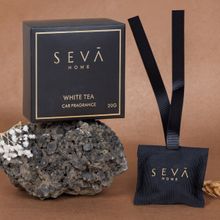 SEVA HOME Hanging Car Air Freshener Sachet - White Tea Scent Lasts Up To 2 Months