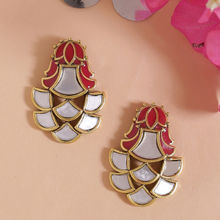 Voylla Thikri Enameled Mirror Details Earrings