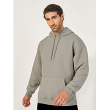 Styli Grey Men Quilted Patterned Relaxed Fit with Kangaroo Pocket Hoodie