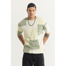 Snitch Sage Green Half Sleeves Oversized Casual T-shirt for Men
