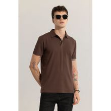 Snitch Dark Brown Plain Polo T-shirt for Men