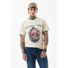 Snitch Off White Printed Half Sleeves Slim Casual T Shirt for Men