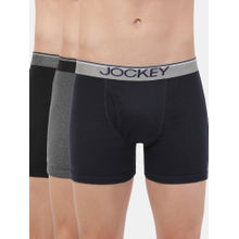 Jockey 8009 Men Cotton Solid Boxer Brief - Black/Navy/Charcoal Mel (Pack of 3)