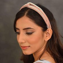 YoungWildFree Pink Top Knot Hair Band With Pearls - Cute Fancy Design For Women And Girls