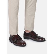 HATS OFF ACCESSORIES Burgandy Stripes Monk Straps For Men