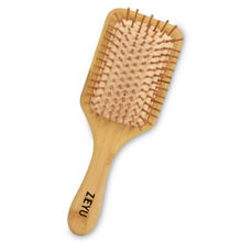 ZEYU Wooden Rectangular Bamboo Hair Brush With Round Ball Bristles - Brown