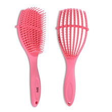 ZEYU Detangler Hairbrush for Curly Hair – 8-Row Flexible & Soft Nylon Bristles - Pink
