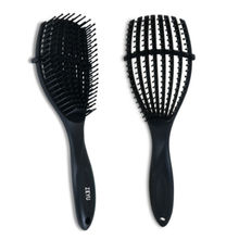 ZEYU Detangler Hairbrush for Curly Hair – 8-Row Flexible & Soft Nylon Bristles - Black