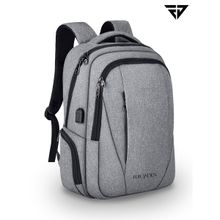 FUR JADEN Grey CasualTravel Backpack with USB Charging Port and 15.6 Inch Laptop Pocket
