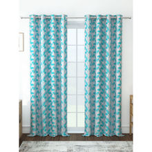 Story@Home Jacquard 400 GSM Blue 2 U Semi Long Curtain