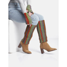 Magic Needles Multi-Color Handmade Knitted Legwarmer and Gloves (Set of 2)