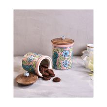 The 7 DeKor Ceramic Jar With Wooden Lid (Set of 2)