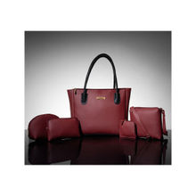 LaFille Maroon Solid Handbags for Women (Set of 5)