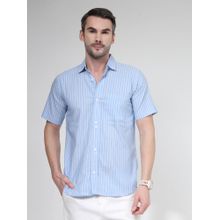 NEUDIS Mens Cotton Half Sleeve Vertical Stripe Casual Shirt for Men