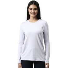 Enamor Womens Essentials E057-long Sleeve Round Neck Cotton Lounge Tshirt-purple Slate