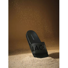 Jack & Jones Black Oversized Logo Print Pool Sliders