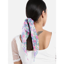 Blueberry Multi Floral Printed Ruffle Scrunchie