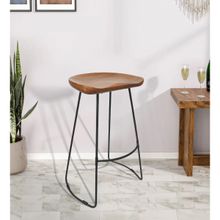 Metalsmith Brown Mango Wood Seat With Metal Legs For Bar & Club