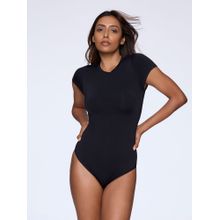 FEIER Women Crew Black Bodysuit Top
