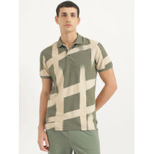 United Colors of Benetton Green Cotton Blend Printed Polo T-Shirt