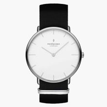 Nordgreen Native 40mm Unisex Watch, Silver White Dial with Black Nylon Watch Strap