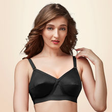 Trylo Krutika Plain Cotton Fabric Opulent Full Cup Bra - Black