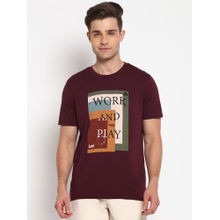 Lee Maroon Graphic Print Regular Fit Tshirt