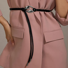 Pipa Bella by Nykaa Fashion Black Abstract Shape Buckle Detail Slim Rope Belt