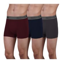 FREECULTR Men's Anti-Microbial Air-Soft Micromodal Underwear Trunk, Pack of 3 - Multi-Color