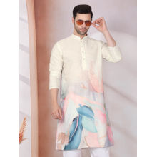 Kraft India Abstract Marble Printed Cream Mandarin Collor Cotton Kurta