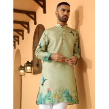 Kraft India Printed Green Mandarin Collor Cotton Summer Kurta