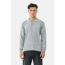 Snitch Grey Solid Full Sleeves Regular Casual Polo T-Shirt