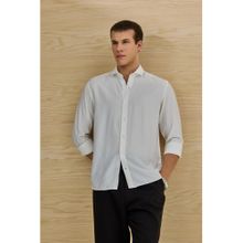 Snitch Slim Fit Plain Off White Shirt