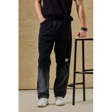 Snitch Baggy Fit Mid Rise Black Distressed Jeans