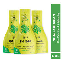 Nat Habit Fresh Bath Ubtan- Neem Cure 2 Minutes Body Scrub for Acne with Neem, Raw Milk & Curd